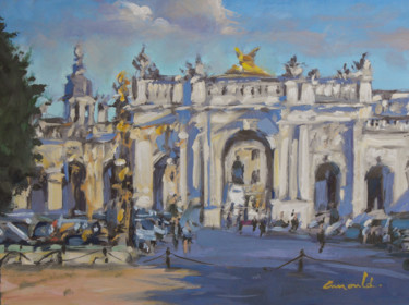 Pittura intitolato "Porte Héré place de…" da Christian Arnould, Opera d'arte originale, Olio