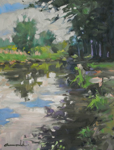 Painting titled "Vieille rivière (hu…" by Christian Arnould, Original Artwork, Oil