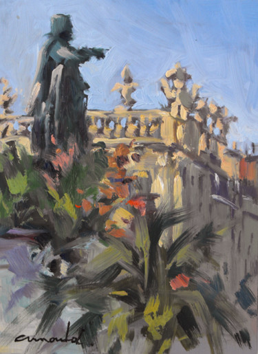 Painting titled "Pochade jardin éphé…" by Christian Arnould, Original Artwork, Oil