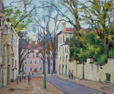 Painting titled "Rue René d'Anjou à…" by Christian Arnould, Original Artwork, Oil