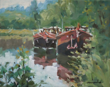 "Vieux canal (huile…" başlıklı Tablo Christian Arnould tarafından, Orijinal sanat, Petrol
