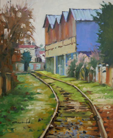Painting titled "Friches à Alstom Na…" by Christian Arnould, Original Artwork, Oil