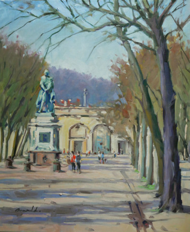 Pintura intitulada "Place Carnot à Nanc…" por Christian Arnould, Obras de arte originais, Óleo