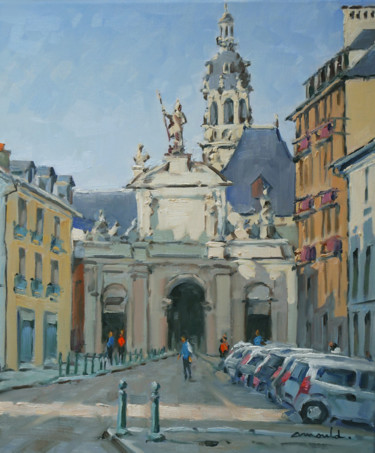 Картина под названием "Porte Saint Georges…" - Christian Arnould, Подлинное произведение искусства, Масло