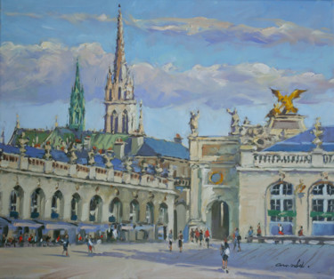 Peinture intitulée "Place Stan à Nancy" par Christian Arnould, Œuvre d'art originale, Huile