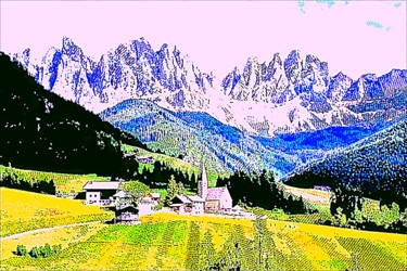 Paysage de montagne - Les Alpes Arts numériques intitulée "Paysage de montagne…" par Nausikaa, Œuvre d'art originale, Travail numérique 2D