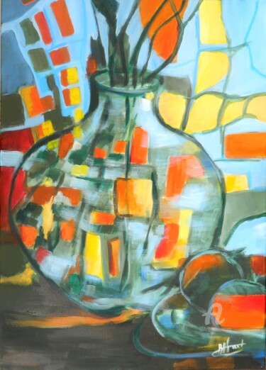 Painting titled "LUZ3  Vase de fleur…" by C'Robart, Original Artwork, Acrylic
