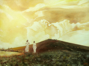 Painting titled "В степи" by Alexey Aronov, Original Artwork, Oil