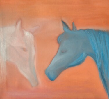 Картина под названием "Лошади Сказочные" - Ярослава Чезлова, Подлинное произведение искусства, Масло