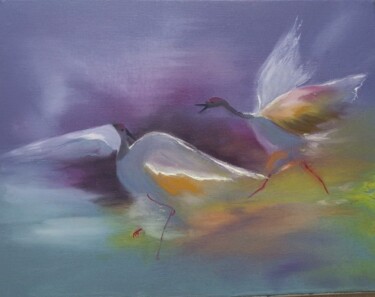 Картина под названием "Птицы" - Ярослава Чезлова, Подлинное произведение искусства, Масло