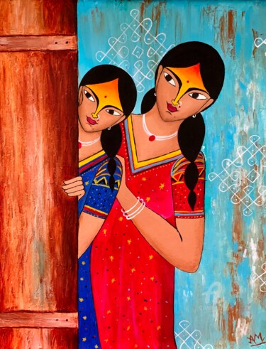 Peinture intitulée "Hide and Seek" par Arpa Mukhopadhyay, Œuvre d'art originale, Acrylique