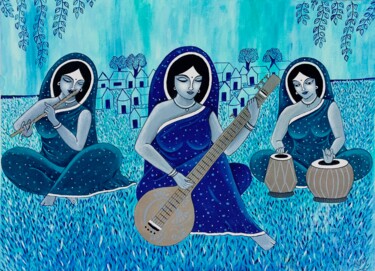 Pintura titulada "The Three Indian Mu…" por Arpa Mukhopadhyay, Obra de arte original, Acrílico