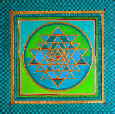 Painting titled "Shree Yantra" by Arpita B Ruparel, Original Artwork, Acrylic