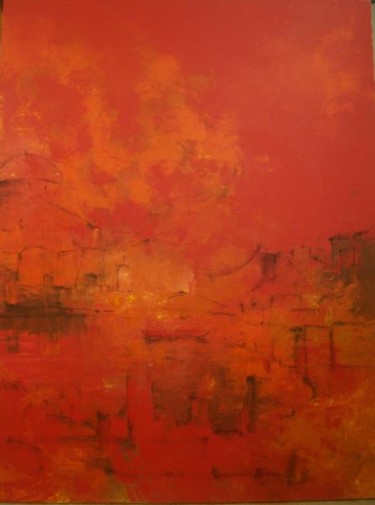 Pintura titulada "Paisaje en rojo" por Pilar Arranz, Obra de arte original