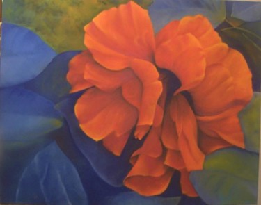 Pintura titulada "Hibisco naranja" por Pilar Arranz, Obra de arte original