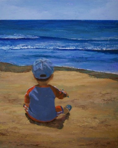 Pintura titulada "Mirando el mar" por Pilar Arranz, Obra de arte original