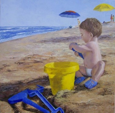 Pintura titulada "Jugando con la arena" por Pilar Arranz, Obra de arte original
