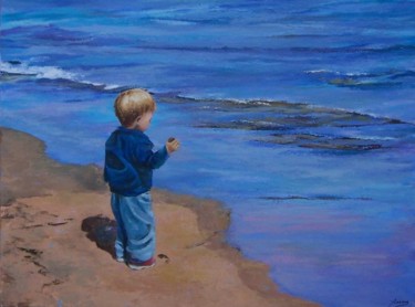 Pintura titulada "En la orilla" por Pilar Arranz, Obra de arte original
