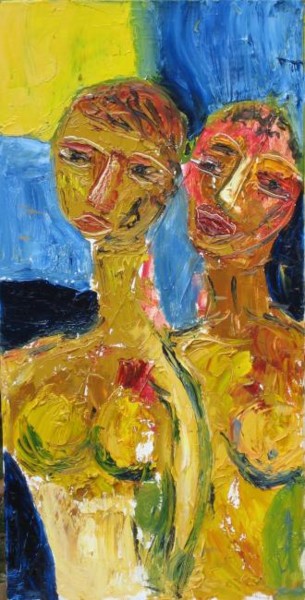 Peinture intitulée "Les  2 femmes" par Dar, Œuvre d'art originale, Huile
