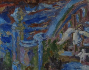 Картина под названием "Вверх по лестнице" - Владимир Арсёнов, Подлинное произведение искусства, Масло