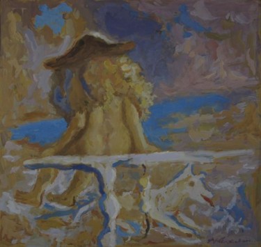 Картина под названием "Девушка и море" - Владимир Арсёнов, Подлинное произведение искусства, Масло