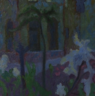 Картина под названием "Весенний дворик" - Владимир Арсёнов, Подлинное произведение искусства, Масло