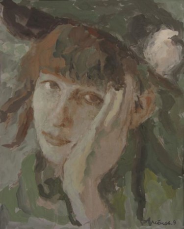Картина под названием "Портрет девушки" - Владимир Арсёнов, Подлинное произведение искусства, Масло