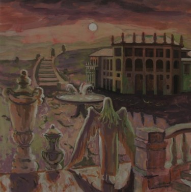 Картина под названием "Лунная ночь" - Владимир Арсёнов, Подлинное произведение искусства, Масло