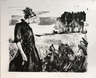 Printmaking titled "Spaziergang" by Arsentij Pawlow, Original Artwork, Lithography