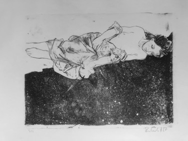 Gravures & estampes intitulée "Schlaf" par Arsentij Pawlow, Œuvre d'art originale, Lithographie