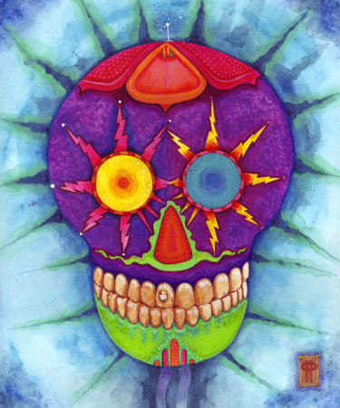 Painting titled "Electric Skull" by George Parmenter, Original Artwork, Other