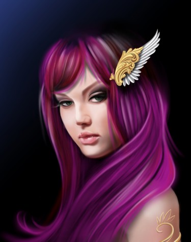 Digital Arts titled "Femme au bijou" by Arslay, Original Artwork, Digital Painting