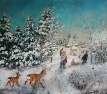 Peinture intitulée "Мороз и Солнце" par Inna Riazanova, Œuvre d'art originale, Huile