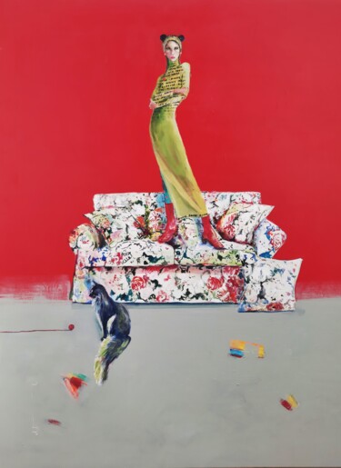 Kot i myszka Pintura titulada "Kot i myszka" por Agnieszka Banasiak, Obra de arte original, Acrílico