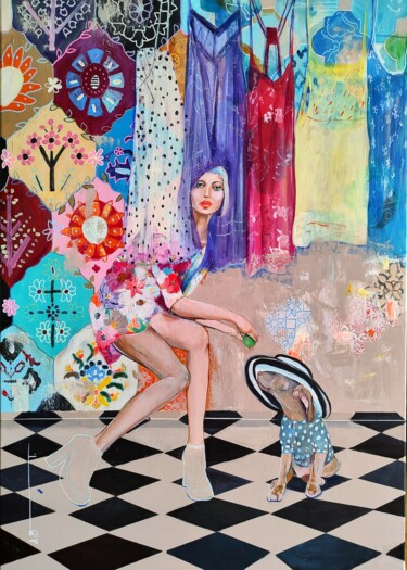 Malarstwo zatytułowany „Zabawa w chowanego” autorstwa Agnieszka Banasiak, Oryginalna praca, Akryl