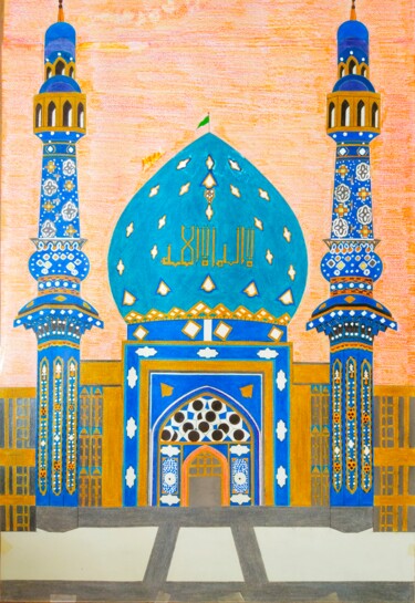 Pittura intitolato "The Jamkran mosque…" da Art Abrar Abbas, Opera d'arte originale, Matita