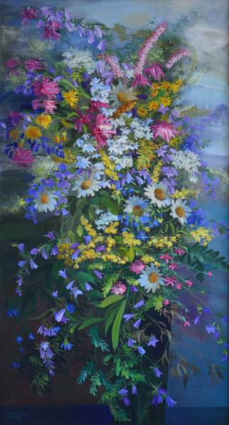 Картина под названием "загородный букет" - Валентина Аверкина, Подлинное произведение искусства, Масло