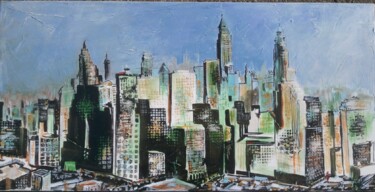 Peinture intitulée "City" par Dan, Œuvre d'art originale, Acrylique