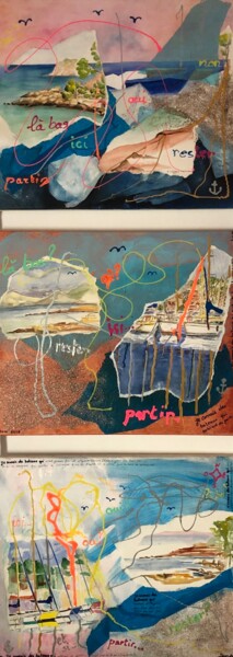 Peinture intitulée "Il y a des bateaux" par Dan, Œuvre d'art originale, Acrylique