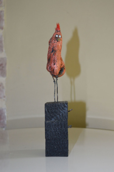 Скульптура под названием "Ludovic LABBE le coq" - Art Brut Et Singulier, Подлинное произведение искусства