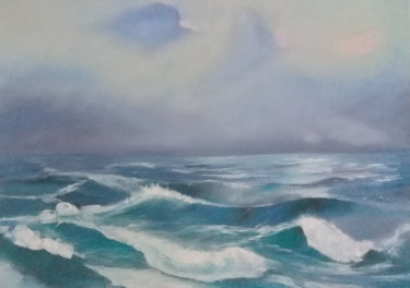 Peinture intitulée "Le mer" par Bouras Hadjali Rabiaa, Œuvre d'art originale