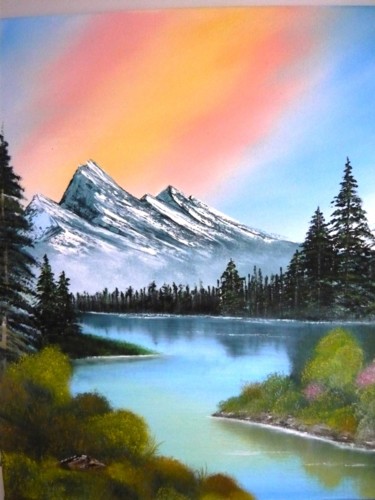 Painting titled "Sneeuwberg" by Peggy Bocquez, Original Artwork, Oil