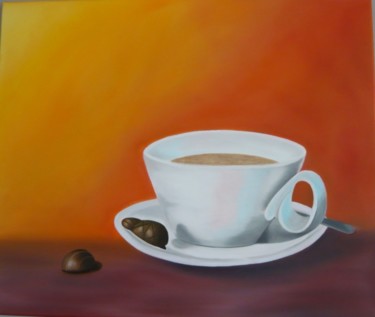 Malerei mit dem Titel "Café praliné" von Peggy Bocquez, Original-Kunstwerk, Öl