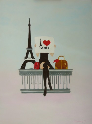 Painting titled "Paris" by Peggy Bocquez, Original Artwork, Oil