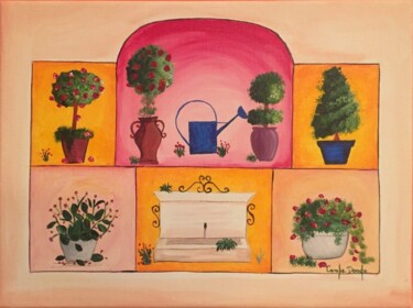 绘画 标题为“Les buis et jardins” 由Coralie Deroche, 原创艺术品, 丙烯 安装在木质担架架上