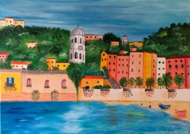 Painting titled "Paysage d'Italie -…" by Coralie Deroche, Original Artwork, Acrylic