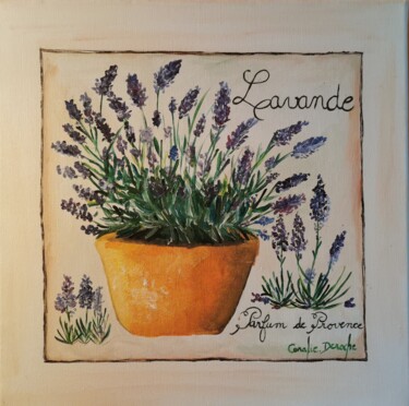 Painting titled "Lavande de Provence" by Coralie Deroche, Original Artwork, Acrylic Mounted on Wood Stretcher frame