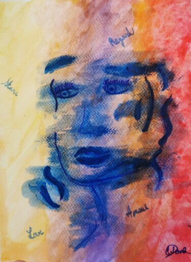 Peinture intitulée "Le regard" par Coralie Deroche, Œuvre d'art originale, Aquarelle