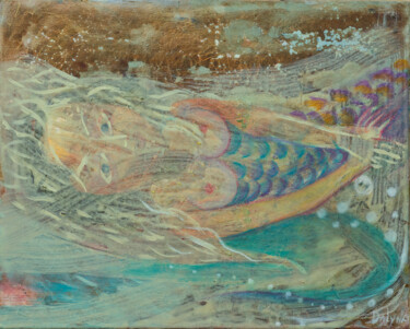 Ζωγραφική με τίτλο "Русалка" από Art Dalyna, Αυθεντικά έργα τέχνης, Ακρυλικό Τοποθετήθηκε στο Ξύλινο φορείο σκελετό