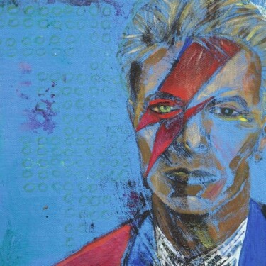 Schilderij getiteld "Devid Bowie" door Art Dalyna, Origineel Kunstwerk, Acryl Gemonteerd op Frame voor houten brancard